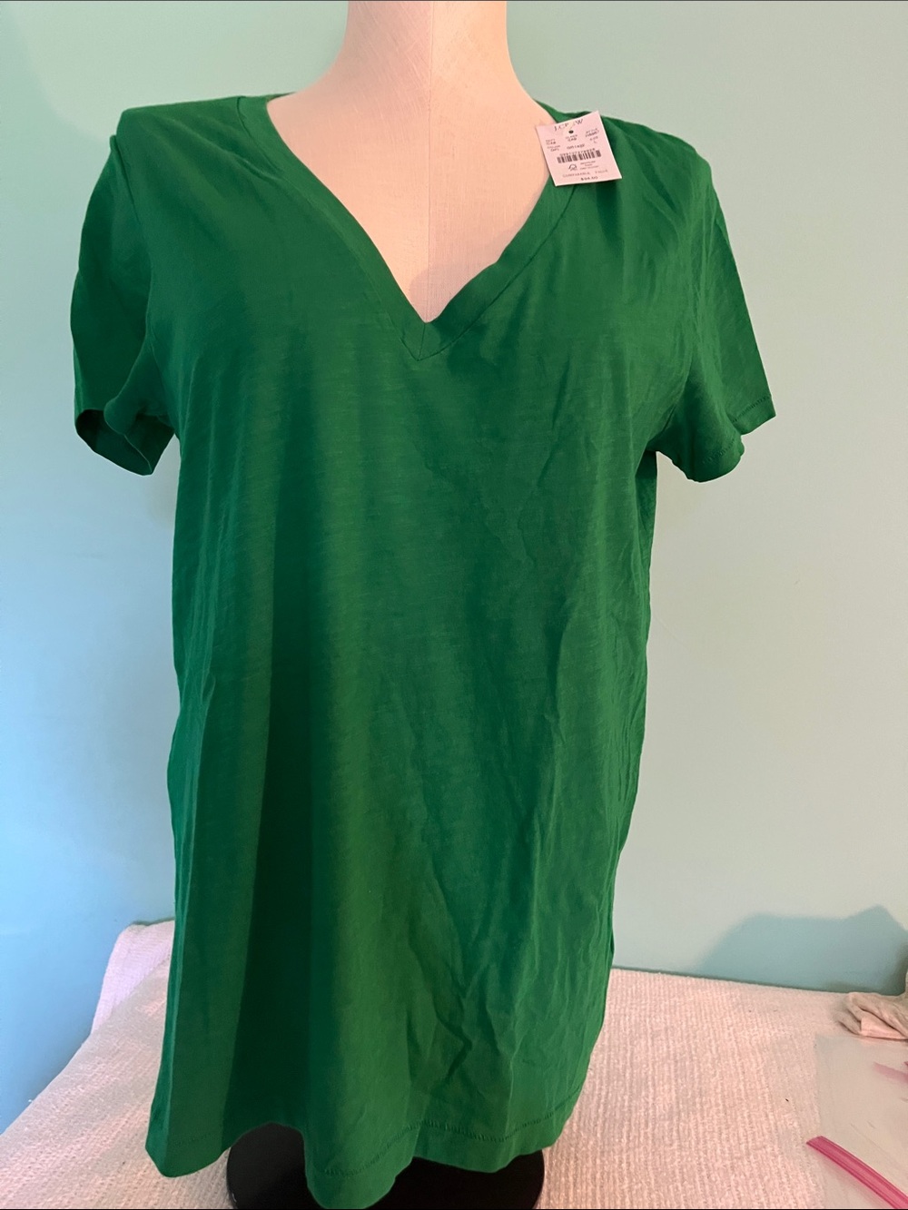 J. Crew V-Neck Short Sleeve Tee - Emerald Green